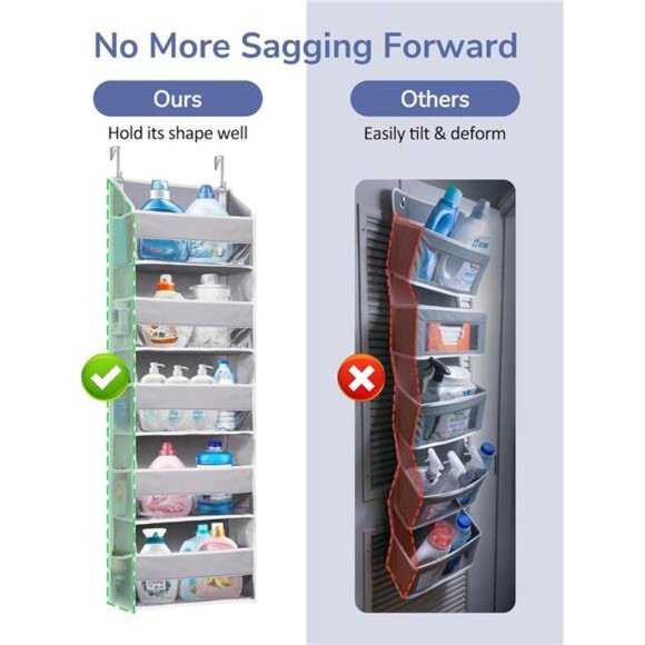Over Door Organizer Hanging Storage 5 Large Pockets 10 Mesh Side Pockets Grey - Picture 4 of 8